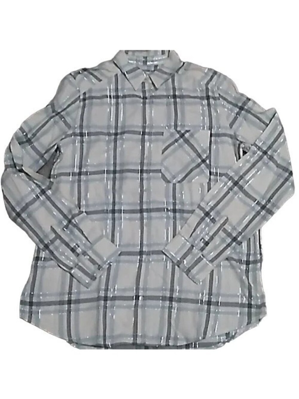 Express Plaid Boyfriend Fit Button Down Top